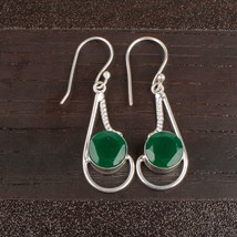 Green Onyx Gemstone 925 Silver Earring Handmade Jewelry Earring 1.90&quot; - £9.26 GBP