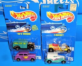 Hot Wheels Mid 1990s Lot of 4 &#39;32 Ford Delivery Fat &#39;40 T-Bucket &#39;40s Woodie - £11.65 GBP
