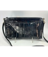 VINTAGE BLACK  EEL SKIN CONVERTIBLE SHOULDER BAG CLUTCH HANDBAG PURSE 32172 - £23.64 GBP