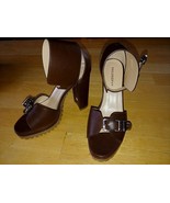 PHILOSPHY LADIES BROWN CHUNKY HEEL 4.25&quot; W/WIDE ANKLE STRAP-5US(36EU)-NW... - £25.19 GBP