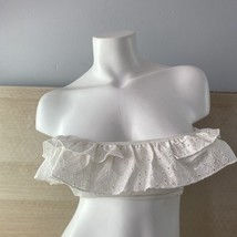 NWT Jonathan Simkhai Womens Ruffled Bandeau Bikini Top White Size M - £26.46 GBP