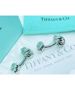 Tiffany &amp; Co Double Knot Cufflinks Cuff Links Silver 925 Auth w/Box gift... - £256.41 GBP