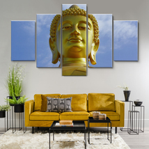 Buddha Golden Statue 5 Pieces Canvas Wall Art, Large Framed 5 Piece Canvas Art - £19.92 GBP+