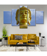 Buddha Golden Statue 5 Pieces Canvas Wall Art, Large Framed 5 Piece Canv... - £19.74 GBP+