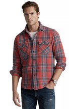 Polo Ralph Lauren Men&#39;s Classic Fit Plaid Brushed Twill Shirt Red Multi-Small - £55.81 GBP