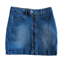 Black Label Full Front Zipper Medium Wash Blue Jean Pencil Skirt Size S ... - £21.55 GBP