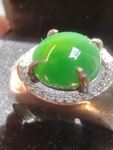 Glassy Ice Dark Green 100% Natural Burma Jadeite Jade Ring # Type A Jadeite # - £465.87 GBP