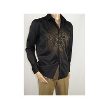 Mens CEREMONIA Shirt 100% Cotton Medusa Medallion Rhine Stones #stn 15 vrs black image 8