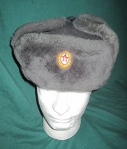 Vintage Soviet Officers Early 80s Winter Ushanka Fur Cap Hat Sz 56 USSR  - $65.00