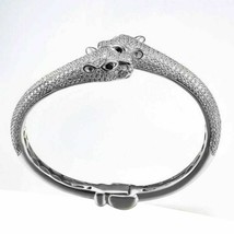 14K White Gold Plated 925 Round CZ Panther Bangle Bracelet Men Women&#39;s Day Gift - £230.90 GBP