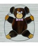 HUGE Vintage Leaded Stained Glass Teddy Bear Plush Window Art Suncatcher... - $816.13 MXN