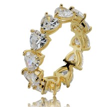 JINAO Iced Out Gold  Color Full Bling 1 Row Heart Ring Luxury CZ Wedding Zircon  - £12.34 GBP