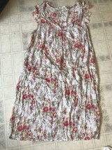 Old Navy Pink Tan Floral Drawstring Front Shift Dress Sz Medium Sleeveless  - $25.80