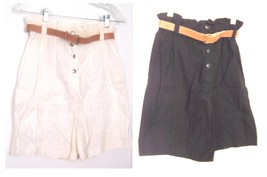 Tarazzia White or Black Bermuda Shorts with Brown Belt Sizes 5/6 7/8 9/1... - $34.99