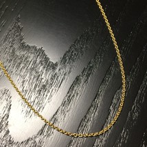 Unisex Necklace Solid 14k Yellow Gold Cable Chain 23.82 inch Width 1.22 mm - £303.96 GBP