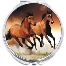 Brown Horses Compact with Mirrors - Perfect for your Pocket or Purse - $11.76