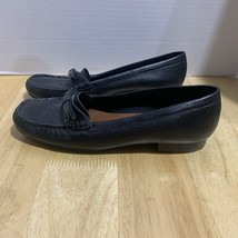 Talbots Shoes Womens 8N Loafers Black Leather Moc Toe Cuban Casual Comfort - $420.89 MXN