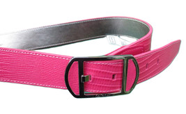 Calvin Klein Pink Reptile Print Genuine Leather Belt Signed Buckle MEDIU... - $28.50