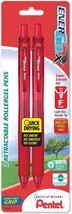 NEW Pentel EnerGel-X Retractable Gel Pen 2-PACK 0.5mm RED BLN105 Quick Dry - £4.71 GBP