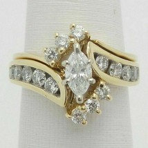 2.8ct Marquesita Moissanita Diamante Compromiso Bypass Anillo 14K Oro Plateado - £208.93 GBP