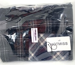 Hot Miss Mens Hipster Kimono with Pockets Black Plaid Size Large - $10.25