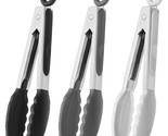 Small Silicone Tongs 7-Inch Mini Serving Tongs, Set Of 3 (Black Gray White) - $21.99