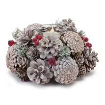 Pine Cone Votive Holder (Set of 6) 4&quot;H Foam/Cone/Glass - £54.35 GBP