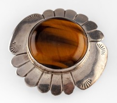 Navajo Sterling Silver &amp; Tiger&#39;s Eye Pendan/Brooch 24gr - £232.19 GBP