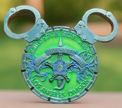 Disneyland Mickey Ears Green Disney Challenge Coin U.S. Secret Service Office - £13.50 GBP