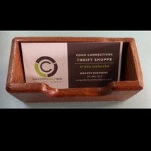 Handmade Wooden Mahogany Business Card Holder Made In the USA Office Des... - $24.99