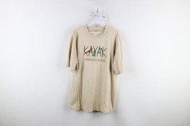 Vtg 90s Streetwear Mens Large Thrashed Spell Out Kayak Sturgeon River T-Shirt - £23.18 GBP