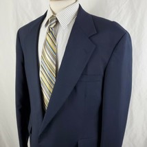 Vintage Haggar Navy Blue Blazer Sport Coat Gentlemen&#39;s Fit 46R Brass But... - $31.99