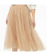 Forever 21 Peach Glittered Sheer 3 Layer Mesh Tulle Midi Skirt Fairy Medium - $48.21 CAD