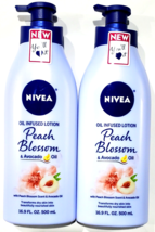 2 Bottles Nivea Peach Blossom Oil Infused Lotion Avocado For Dry Skin 16.9 Oz. - $29.99