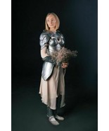 Medieval Female Steel Suit of Armor Set Bracers Pauldrons Gorget Corset Skirt