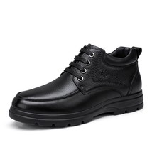 Men Shoes with New Business Casual High-top Boots Man Genuine Leather Black Brit - £115.21 GBP