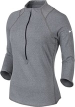 Nike Women&#39;s Baseline Half Zip Tennis Shirt (Dark Grey Heather),X-Small - £47.36 GBP