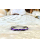 Natural Purple Amethyst Gemstone Half Eternity Sterling Silver Women Ban... - £49.17 GBP