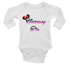 Minnie Birthday Girl Unisex Onesie, Long or Short Sleeves White - £17.57 GBP