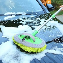 Car Wash Brush Mop Cleaning Tool &amp; Long Handle Flexible Microfiber Spong... - £11.51 GBP
