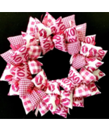 XXOO Love in Pinks Pout Lips Fabric Handmade Valentine’s Day Wreath Gift... - €45,38 EUR