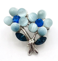 Vintage Blue Moon Glow Flower Tiny Scatter Pin Brooch - $11.88