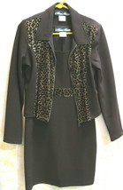 Meghan Matthews Sz 10 VTG dress and jacket with leopard trim brown orig $90 NWT - £23.47 GBP