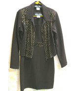 Meghan Matthews Sz 10 VTG dress and jacket with leopard trim brown orig $90 NWT - $29.98