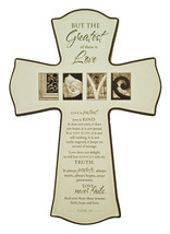 Large Wood Cross -- 1Corintians 13:13 -- The Greatest is Love (17&quot; x 12&quot;... - £27.97 GBP