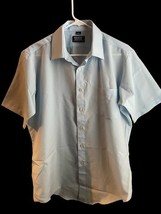 VTG Men’s Van Heusen Super Silk Polyester Baby Blue Button Front S/S Shi... - $24.75