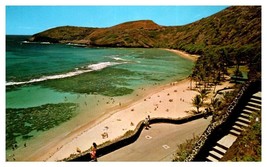 Aerial View Hanauma Bays green sand Honolulu Hawaii Postcard - £5.81 GBP
