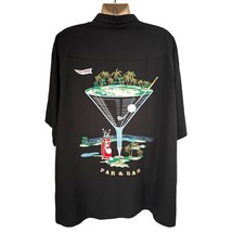 Bamboo Cay Vintage Embroider Black Hawaiian Button Up Shirt 4XL Pocket Cocktails - £79.32 GBP