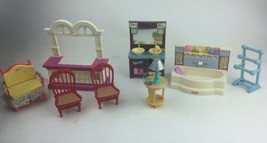 Fisher Price Loving Family Dollhouse Bathroom SET-SINK-Tub Chairs - $15.58