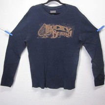 LUCKY BRAND Vintage Graphic Thermal Tee Long Sleeve XL Blue 100% Cotton ... - £18.93 GBP